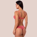 27292 - Conjunto Lageli Lingerie Push Up. Calcinha fio. - Rosa