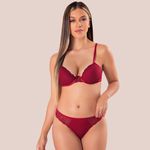 29246 - Conjunto Lageli Lingerie. Push Up. Calcinha clássica. - Vermelho