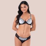 25059 - Conjunto Lageli Lingerie Push Up. Calcinha fio. - Preto
