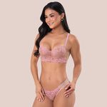 18158 - Conjunto Lageli Lingerie Brallete. Calcinha fio - Rasbery (Make)