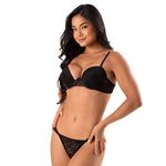 30415 - Conjunto Push Up. Calcinha fio - Preto