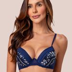 22085 - Conjunto Lageli Lingerie Push Up. Calcinha fio - Marinho Dz
