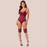 18207 - Conjunto Lageli Corselete . Calcinha fio e meias. - Sensuale - 2474 (ROSSET)