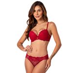 31203 - Conjunto Push Up. Calcinha fio - Vermelho