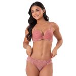 31212 - Conjunto Push Up. Calcinha fio - Rosa