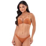 31156 - Conjunto Push Up. Calcinha fio - Marrom