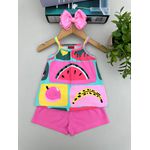 Conjunto Alcinha Menina Frutas Rosa Claro Kyly 