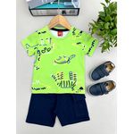 Conjunto Manga Curta Menino Animais Verde Kyly 