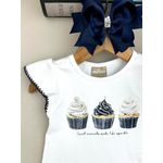 Conjunto Manga Curta Menina Doce Encanto Azul Marinho Milon