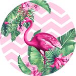 Painel Em Tecido Redondo Flamingos 1,50 X 1,50 C/elástico