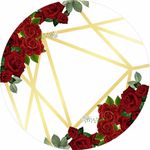 Painel Redondo Floral Vermelho 1,50x1,50 Tecido C/ Elástico