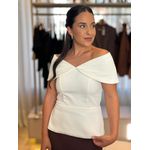 Blusa Gola Ampla Chevron - Off White