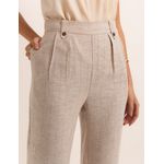 Calça Alfaiataria Reta Risca de Giz - Linho Natural