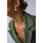 Brinco Organic de Pérola Shell com Banho em Ouro 18k