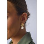Brinco Organic de Pérola Shell com Banho em Ouro 18k