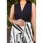 Saia Midi Plissada - Off com Preto