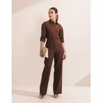 Camisa Botão Costas Algodão - Marrom