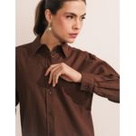 Camisa Botão Costas Algodão - Marrom
