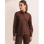 Camisa Botão Costas Algodão - Marrom