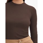 Blusa Delma Mg Longa Canelada - Marrom
