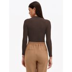 Blusa Delma Mg Longa Canelada - Marrom