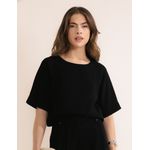 Blusa Recorte Alfaiataria - Preto