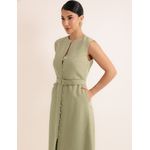 Vestido Midi Botões Viscose Linho - Verde Cardamomo