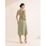 Vestido Midi Botões Viscose Linho - Verde Cardamomo