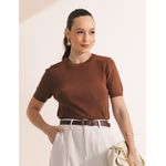 Blusa Tricot Manga - Marrom