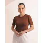 Blusa Tricot Manga - Marrom