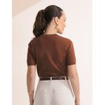 Blusa Tricot Manga - Marrom