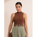 Regata Gola Alta Tricot - Marrom