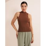 Regata Gola Alta Tricot - Marrom