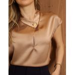 Blusa Botão Satin - Bege Warm Taupe