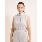 Blusa Prega Alfaiataria Fluída - Cinza