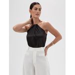 Blusa Cava Americana Cetim Mariane - Preto