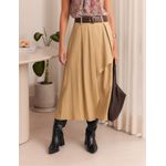 Saia midi Cinto Viscose com Linho - Bege