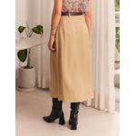 Saia midi Cinto Viscose com Linho - Bege