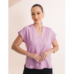 Blusa Decote V Viscolinho - Rosa