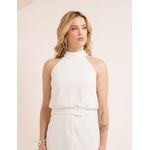 Blusa Decote Pregas Alfaiataria Fluida - Off White