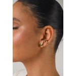 Brinco Encaixe Liso com Banho em Ouro 18k
