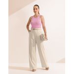 Calça Pantalona Crepe Alfaiataria - Creme