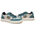 Sapatênis Masculino 100% Couro Gogowear Baker Off-white/Turquesa