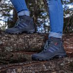 Bota Feminina Segurança EPI CA Gogowear 100% Couro ref Ruger cor Cinza (Vermelho)-D