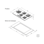 Fogão Tramontina Cooktop 5 Bocas 86X51 Branco 94709/371