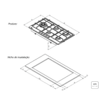 Cooktop a Gás Tramontina Penta Plus com Acendimento Superautomático 5 Queimadores 94752104