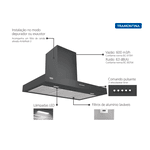Coifa de Parede Tramontina Dritta Black 90 em Aço Inox com Pintura Automotiva Preta 220 V 90 cm
