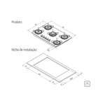 Fogão Tramontina Cooktop 70X45-94708/501