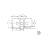 Cuba de Sobrepor Tramontina Marea 2.5C 34 em Inox Acetinado 100x50cm 