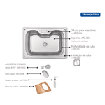 Cuba de Sobrepor Tramontina Morgana em Inox Acetinado 69x49cm 